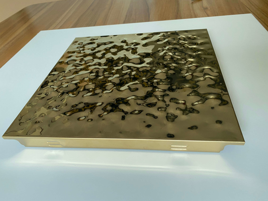 천장에서 나무 무늬 알루미늄 금속 천장 300x300x25mm 스테인레스 강 잔물결 클립